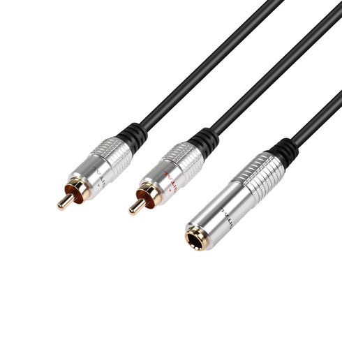 PNGKNYOCN 6.35mm to 2RCA Audio Cable, 1/4" TRS Female Stereo Jack to Dual RCA Male Plug Y Splitter Adapter Cable for Guitars,Speaker,Home Stereo Systems(50cm)