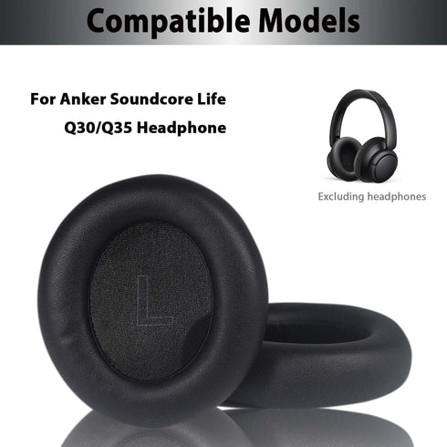 Adhiper Q30 Replacement Ear Pads for Anker Soundcore Life Q30 & Q35 Headphones, Soundcore by Anker Life Q35 Headphones Earpads with Soft Memory Foam and Protein Leather(Black)