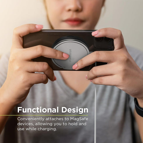 PureGear Kickstand 15W Qi-Certified Fast Magnetic Wireless Charging Pad for iPhone 15/15Pro/15ProMax/14/13/12, Galaxy