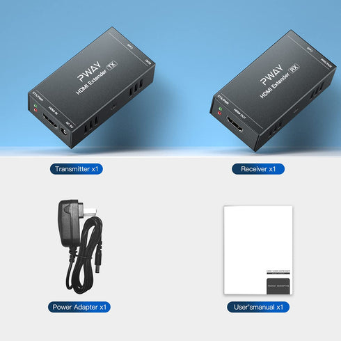 PWAY HDMI Extender 165ft Over Single Cat5e/6 Ethernet, Extend 1080P@60Hz Video, Transmit Audio Video Synchronously
