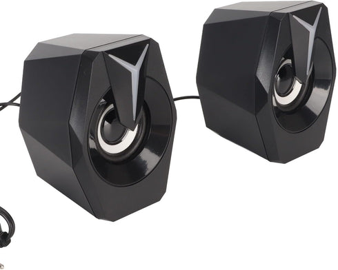 Yunseity USB Powered Speaker, HiFi Stereo Sound, Wired USB Desktop Speaker with RGB Lights (Black)