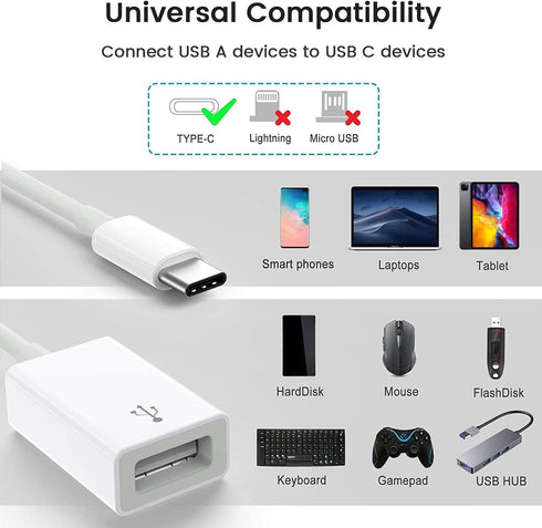 USB C to USB 3.0 Adapter (2 Pack), Type C to USB 3.0 Female OTG Cable for MacBook Pro/Air M2/M1/2020, iPhone 15