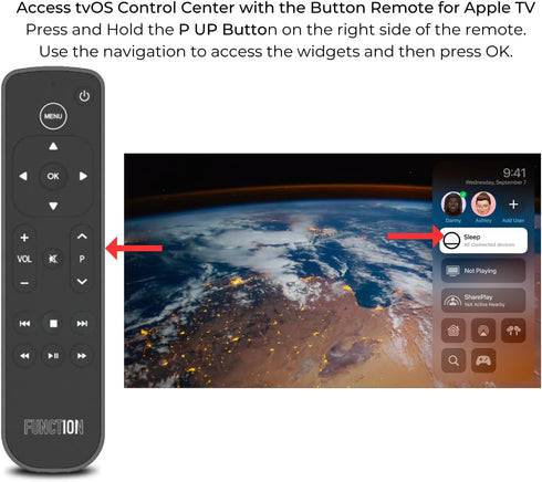 Function101 Bluetooth Button Remote for Apple TV/Apple TV 4K - Replacement Remote (IR - BLE) with Batteries