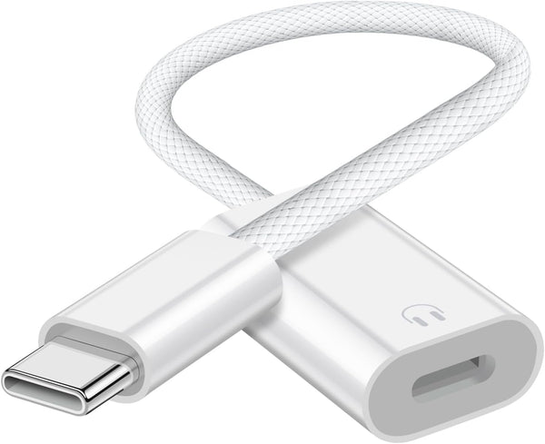 USB C to Lightning Audio Adapter, Type C Male to Lightning Female Converter for iPhone 15/15Pro