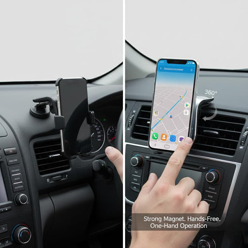 Generic Magnetic Car Phone Holder for Vent Mounts Slim Case Compatible, Includes Metal Plate Strong Magnetic Grip