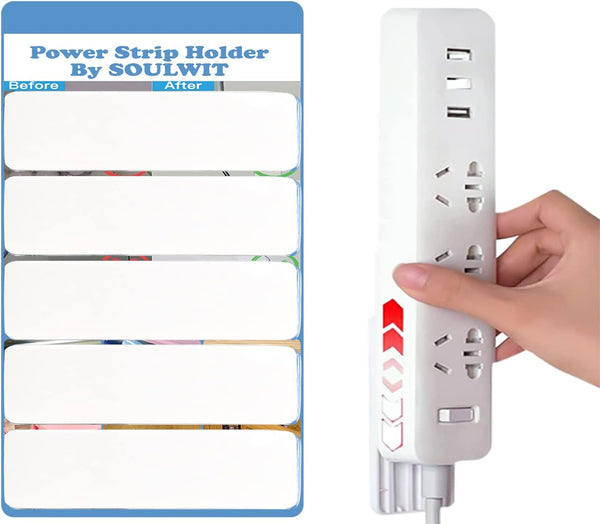 SOULWIT 5-Pack Self Adhesive Power Strip Holder, Surge Protector Wall Mount, Punch Free Cable Management for Home Office