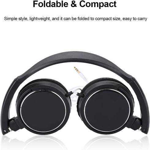93dB Portable Wired Headset, Foldable Noise Cancelling Headphone, Support FM Automatic Search for Sports and Travel