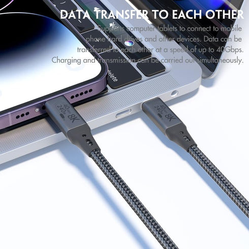 Vebner 6-Foot USB4 3, 4 8K 40gbps 240W Cable Compatible with Thunderbolt Thunderbolt and USB-C - Supports HD Display