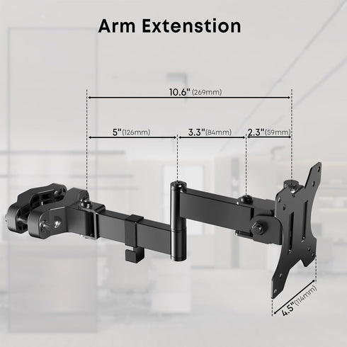 WORLDLIFT 17"-32" 17.6 lbs 75x75 100x100 Pole Mount Monitor Arm Easy Clamp-on VESA Mount for Screens Supports up