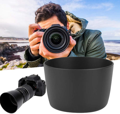 ET-60 Camera Lens Hood for Canon EF S 55-250mm, 90-300mm, 75-300mm f/4-5.6, ABS Plastic Shade Accessory