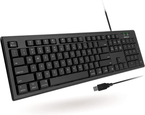 Macally Full Size Wired Mac Keyboard, Compatible with All Macs with USB Port, Wired Keyboard for Mac Mini/Pro, Macbook