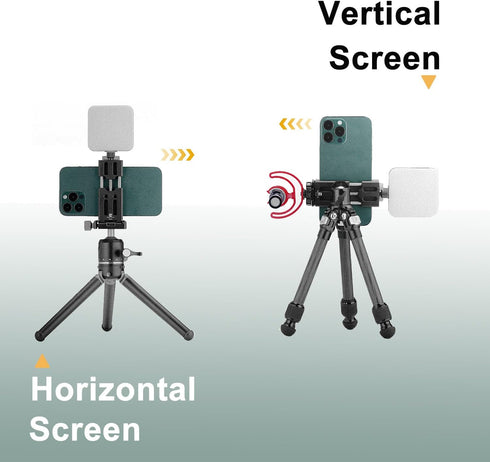 Thryllix 1/4" 17/16/15/14/13, Aluminum Phone Tripod Mount with Cold Shoe & ARCA-Swiss Quick Release, Adjustable