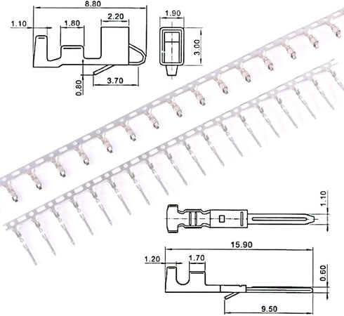 Glarks 1940Pcs 2.5mm Pitch 2/3/4/5/6/7/8/9 Pin Male and Female Plug Housing with JST-SM Connector Assortment Kit.