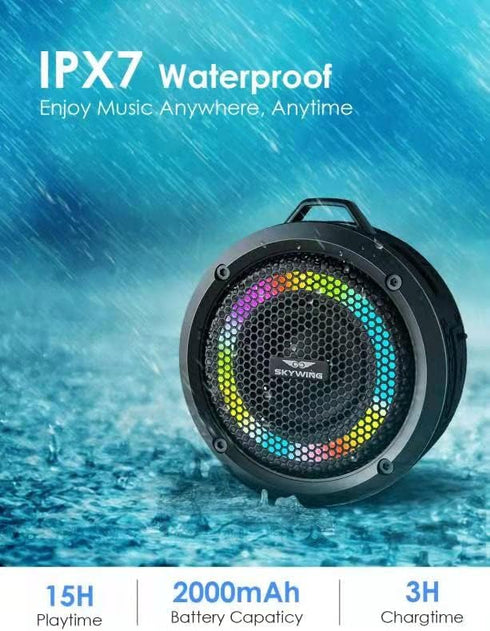 Bluetooth Shower Speaker, Soundace S6 IPX7 Waterproof Portable Speaker with Suction Cup Hook Lanyard TWS RGB Lights,Wireless Mini Speaker for Bike,Boating,Hiking Outdoor(Black)