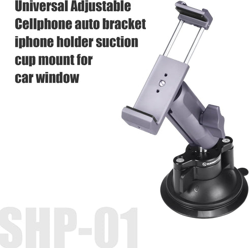 SUNWAYFOTO Universal Cellphone Auto Bracket - Suction Cup Mount for Windshield Car Window, Cell Phone Holder SPH-01