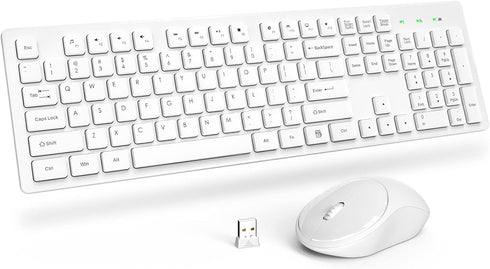 Wireless Keyboard and Mouse, Trueque Silent 2.4GHz Cordless Full Size USB Mouse Combo for Computer and Laptop