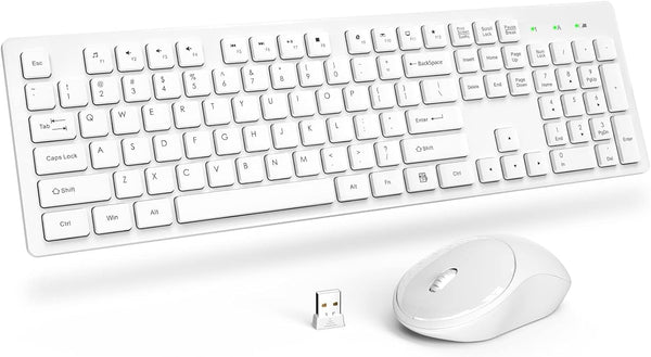 Wireless Keyboard and Mouse, Trueque Silent 2.4GHz Cordless Full Size USB Mouse Combo for Computer and Laptop