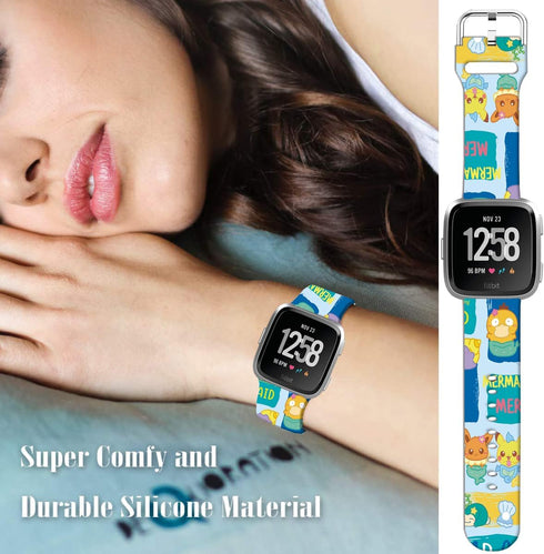 Pikacu Mermaid Fish Bands Soft Sport Silicone Cartoon Holiday Strap for Fitbit Versa 2/Versa/Versa Lite/Versa SE Men