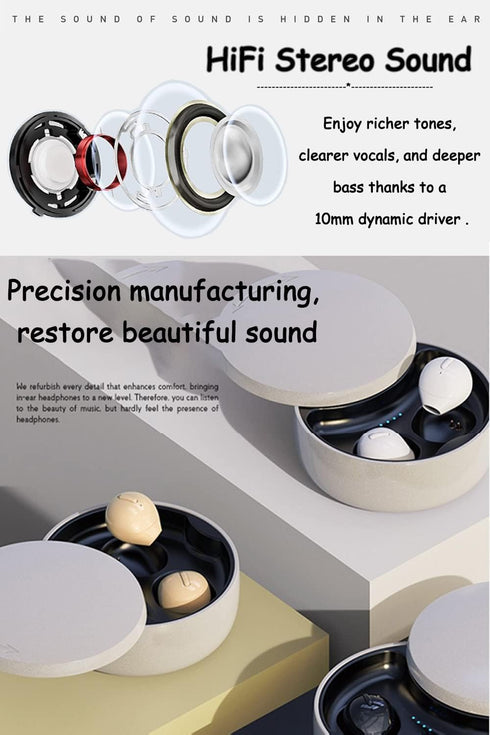 Invisible Earbuds Small Mini Wireless Bluetooth Earpiece, Discreet Earbud for Music, Home, Work