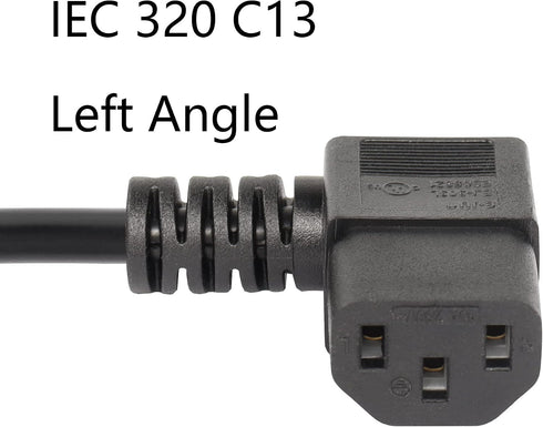 CERRXIAN 4.92FT 18AWG 3 5-15P 90 320 C13 10A/125V, Left Angle Prong Computer Power Cord, NEMA to Degree IEC Monitor TV