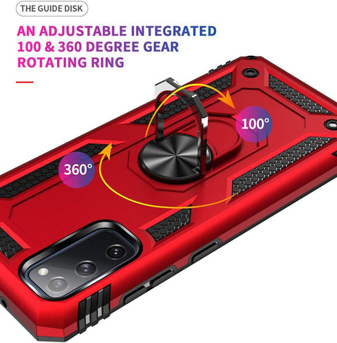 Galaxy S20 FE Case with HD Screen Protector, Military Grade Car Mount Kickstand Hybrid Hard PC Soft TPU Shockproof
