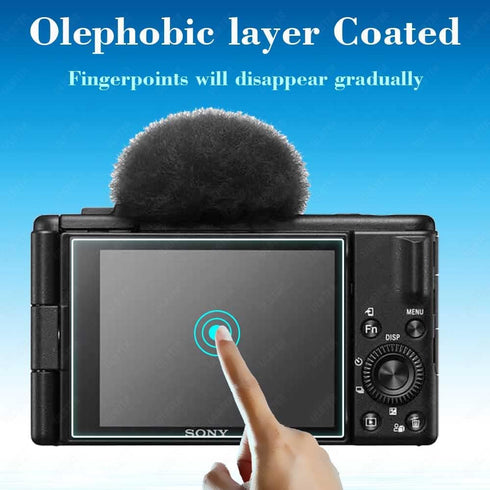Screen Protector for Sony ZV-1F Vlog Camera & Lens Cap Cover - 0.3mm 9H Hardness Tempered Glass, Anti-Scratch