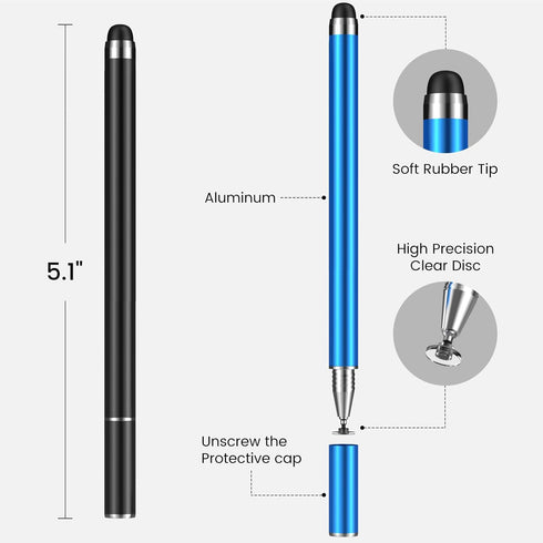 MEKO 4 Pack Stylus Pens for Touchscreens, 2-in-1 High Sensitivity & Precision Capacitive Stylus for iPad, iPhone,