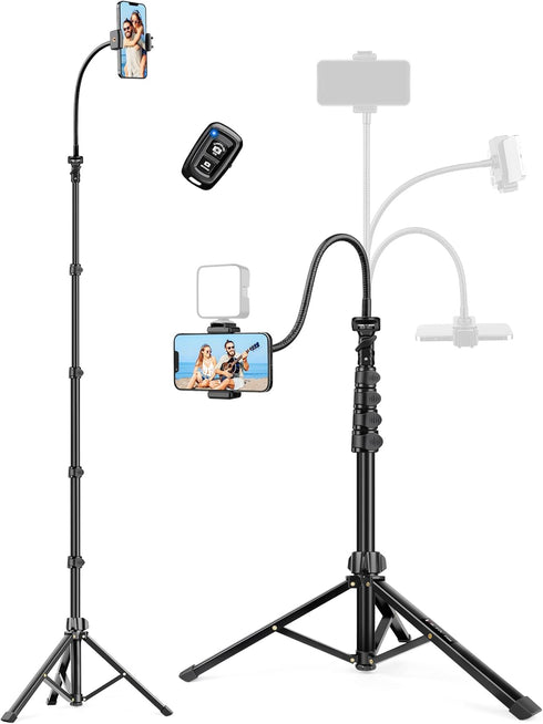 Victiv Phone Tripod Stand, 85" Tall Cellphone Tripod for iPhone with Gooseneck Remote,