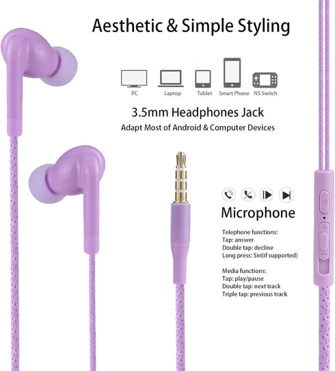 2 Packs of Earbuds Set with Case for Kids, Wired Headphones with Case and Small Size Ear Tips, Cute Earphones for Phone
