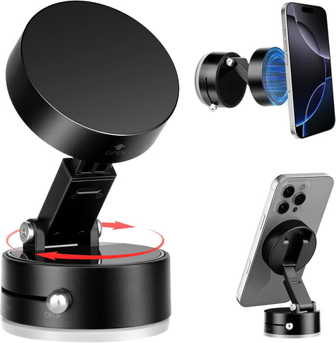 Shker Magnetic Phone Holder,Vacuum Magnetic Phone Stand Suction Cup Phone MountFoldable, Retractable and