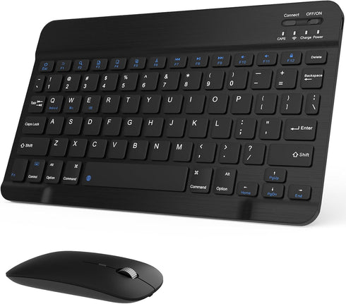 GOGARA Rechargeable Bluetooth Keyboard and Mouse Combo, Universal Ultra-Slim Wireless Keyboard Mouse Set