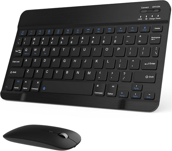 GOGARA Rechargeable Bluetooth Keyboard and Mouse Combo, Universal Ultra-Slim Wireless Keyboard Mouse Set