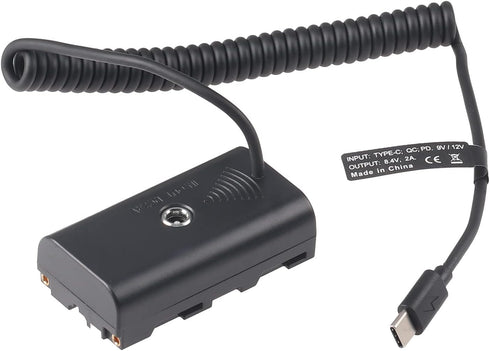 FocusFoto USB-C to NP-F550 Dummy Battery Adapter Cable for Sony NP-F970 NP-F570 NP-F750