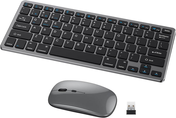 Wireless Keyboard and Mouse for Mac, 2.4G/Bluetooth Combo Ultra Slim Compact 78 Keys Rechargeable Low Profile Set