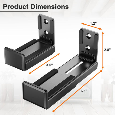 PUTORSEN Universal Dual Soundbar Wall Mount, Black, for Most Soundbars, Holds up to 33 lbs, Depth Adjustable 3.5”-6.1”