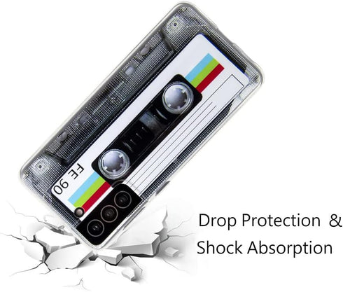 FAteam Case for Galaxy S21 Plus 5G - Shockproof Scratchproof TPU Soft Bumper Retro Cassette Tape Case