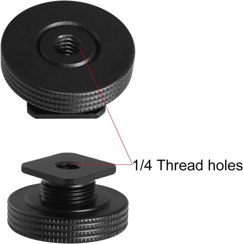 1/4" Female Thread to Hot Shoe Adapter, LUORNG 2PCS Hot Shoe Mount Adapter with 1/4 to 1/4 inch Male Screw