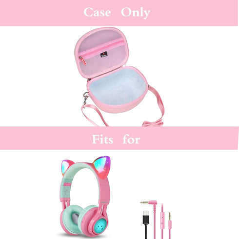 Mchoi Hard Case for Riwbox CT-7 Pink/Jack CT-7S Cat Green/iClever IC-HS01 Bluetooth Over-Ear Headphones, Protective Case