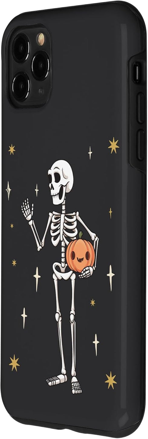 iPhone 11 Pro Max Funny Halloween Skeleton Holding Jack-O-Lantern Pumpkin Case