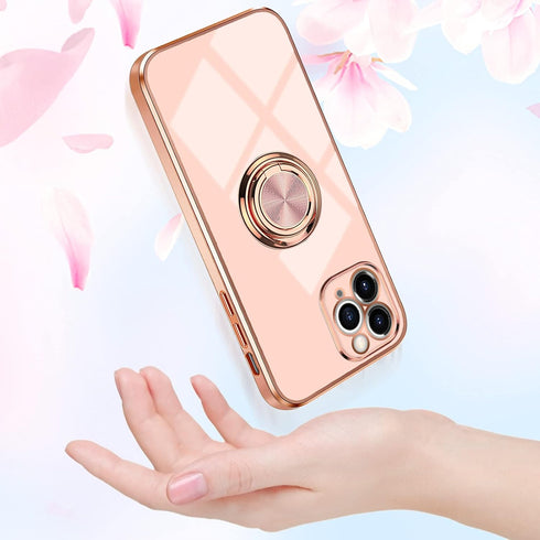 Omorro iPhone 11 Pro Max Case for Women with Ring Holder, 360 Degree Rotation Kickstand, Bling Glitter Rose Gold