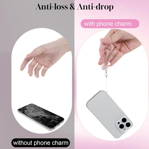 Mabor 3Pcs Y2K Pink Cell Phone Charms Cute Butterfly Heart Bow Shape Cellphone Case Charm Strap Aesthetic Accessories