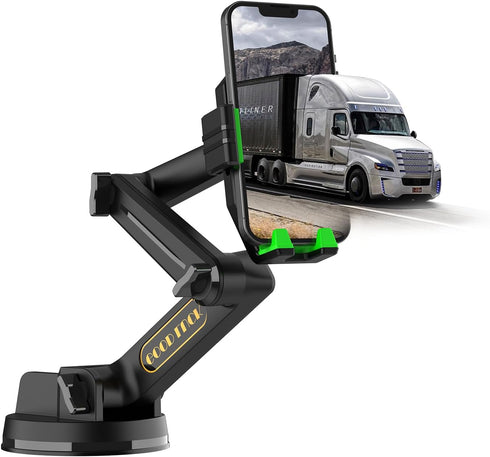 Heavy Duty Truck Phone Holder Mount, 16.9 inch Long Arm, Anti-Shake Suction Cup, Compatible with All Phones & Trucks