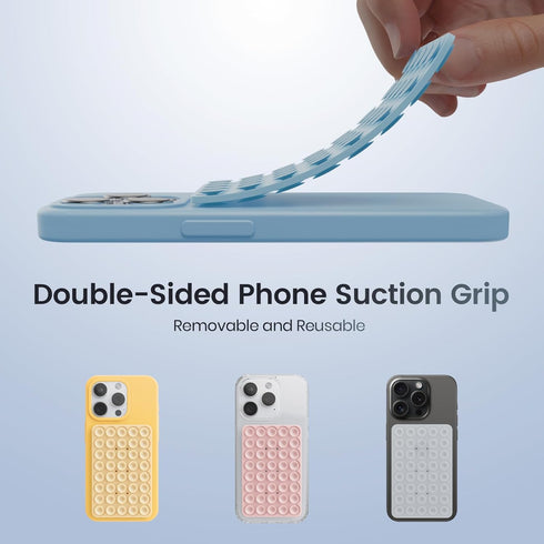 Double Sided Suction Cup Phone Mount, Silicone Adhesive Mount with Higher Suction Power for iPhone and Android