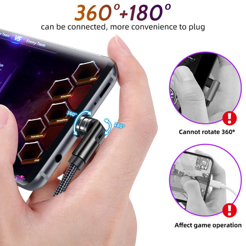 Shop 540° Rotating Magnetic Charging Cable 4 Pack (3/3/6/6ft) - 2.4A Fast Charge for iPhone, Samsung, Android & More!