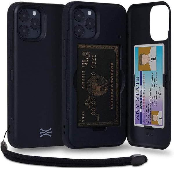 TORU CX PRO Wallet Case for iPhone 12 Pro/iPhone 12 - Shockproof Heavy Duty Cover with Card Holder, Black