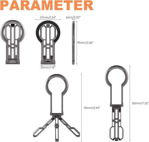 WUXINDS 17/16/15/14/13/12 Magnetic Phone Tripod Stand, Aluminium Alloy Strong Magnet Quick Mount Foldable Mini Tripod