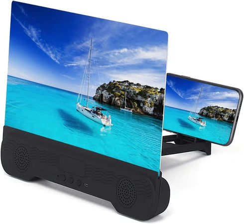 14'' Screen Magnifier with Bluetooth Speakers: 3D Projector Screen Enlarger for Movies and Games, Supports All