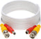 20FT White BNC Video Power Cable Extension Wire for CCTV, Security Camera, DVR, Surveillance System, Plug & Play