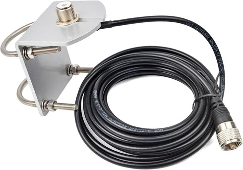 HYS L Shape Mount Mobile Antenna Bracket, SO239 to PL-259 with 16.4ft Low Loss RG-58 Coaxial Cable