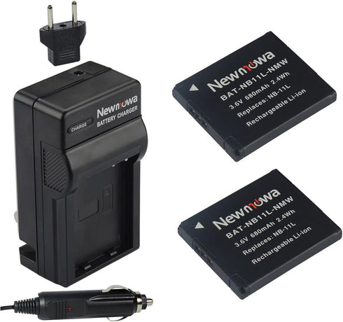 Newmowa NB-11L/NB-11LH Replacement Battery and Charger Kit (2-Pack) for Canon PowerShot A2300 IS, A2400 IS, A2500,